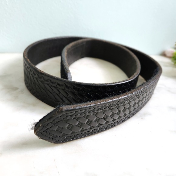 Boston Leather Belt Black Hook and Loop Basketweave Size 36 USA Tactical Uniform - Picture 1 of 5